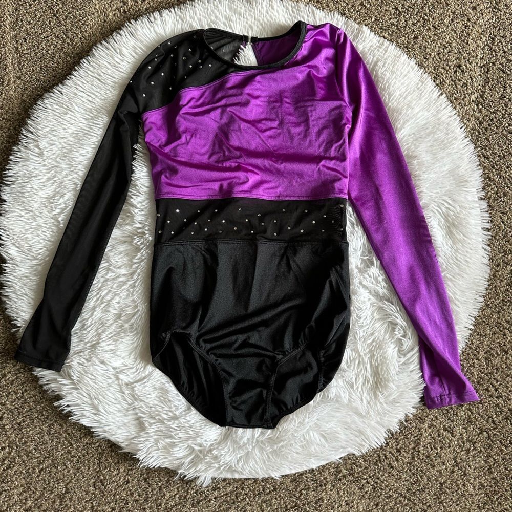 Weissman Dance Costume Long Sleeve Purple Black Womens Size Adult‎ Medium